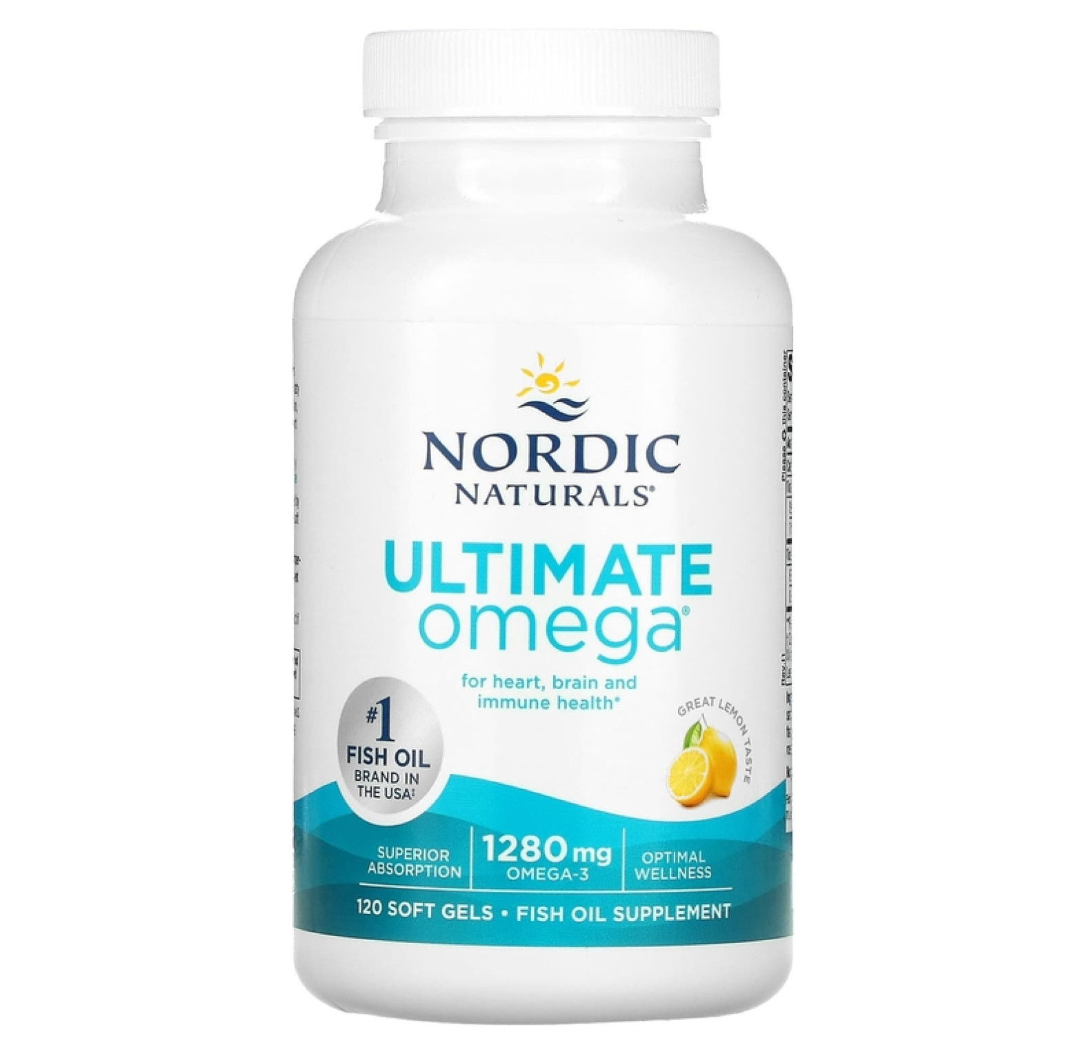 Nordic Naturals, Ultimate Omega, со вкусом лимона, 640 мг, 120 капсул