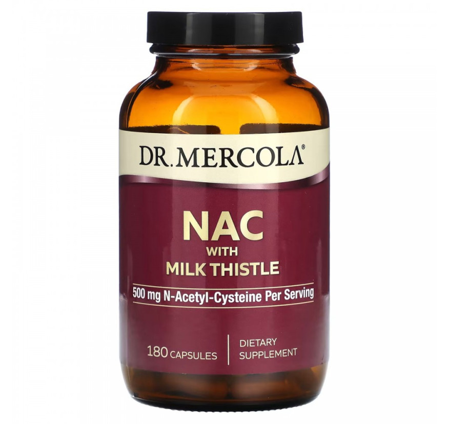 Dr. Mercola, NAC с расторопшей, 500 мг, 180 капсул
