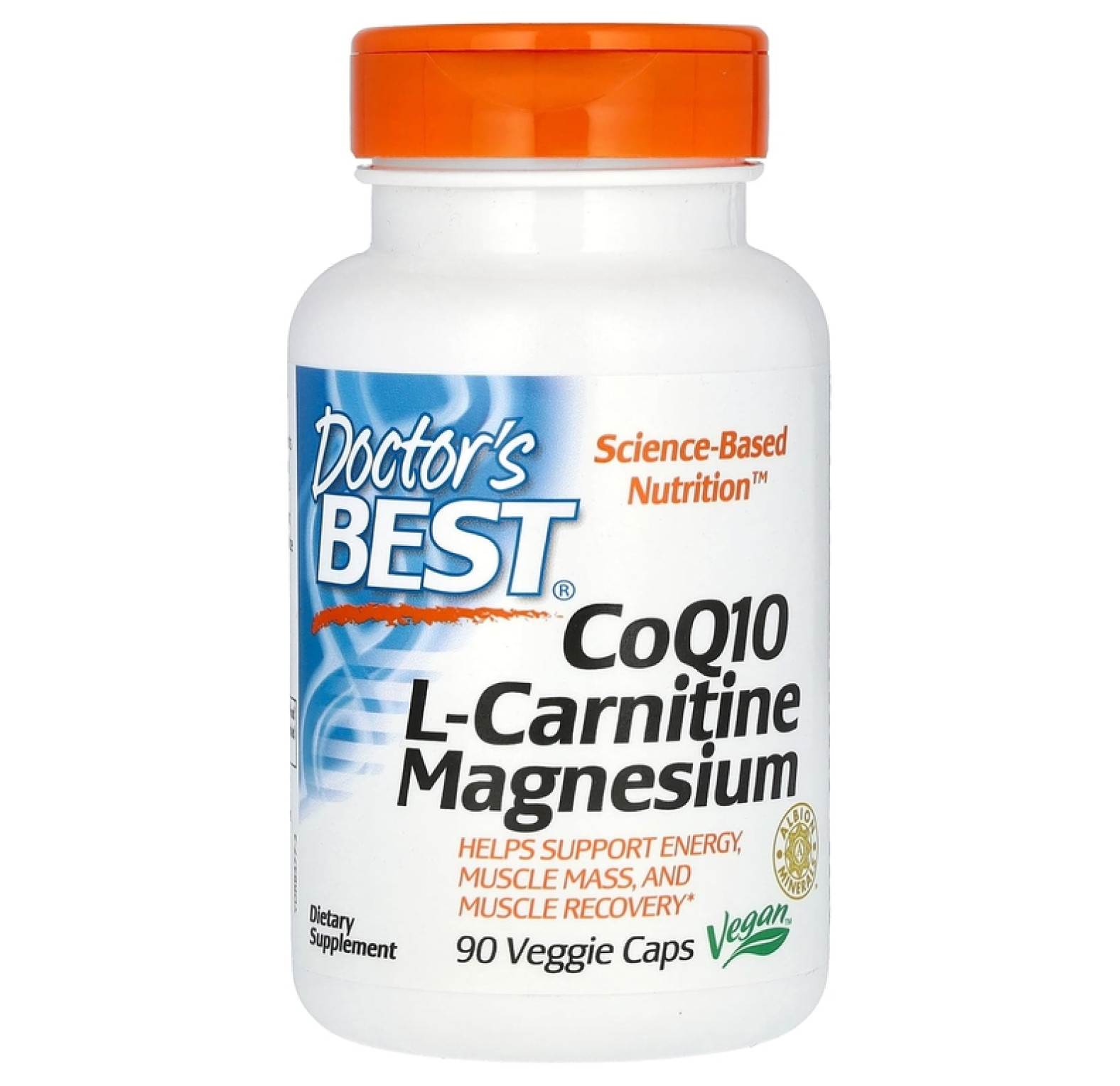 Doctor's Best, коэнзим Q10, L-карнитин и магний, 90 вегетарианских капсул
