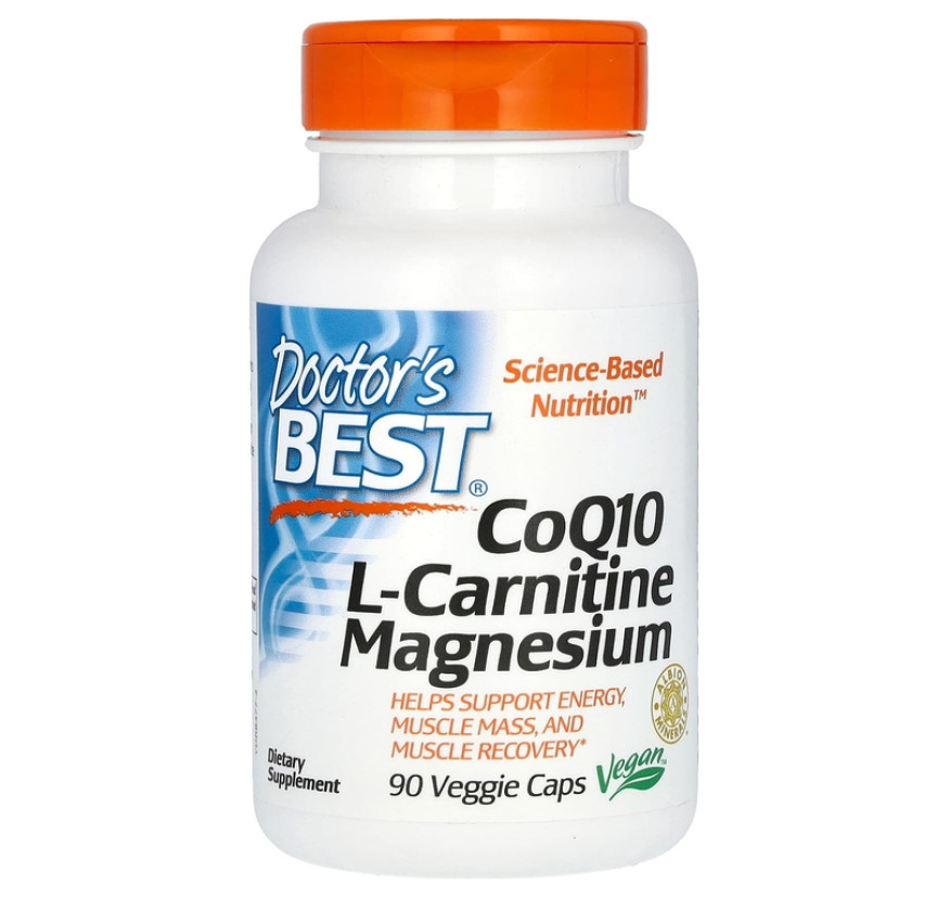 Doctor's Best, коэнзим Q10, L-карнитин и магний, 90 вегетарианских капсул