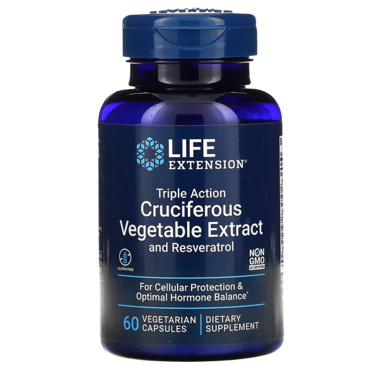 Life Extension, Растительный экстракт крестоцветных овощей тройного действия с ресвератролом, 60 вегетарианских капсул