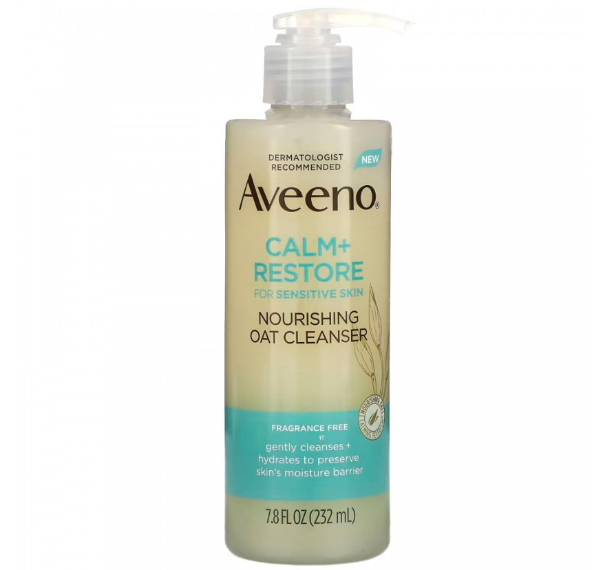 Aveeno, Calm + Restore, Питательное очищающее средство из овса, без отдушек, 232 мл