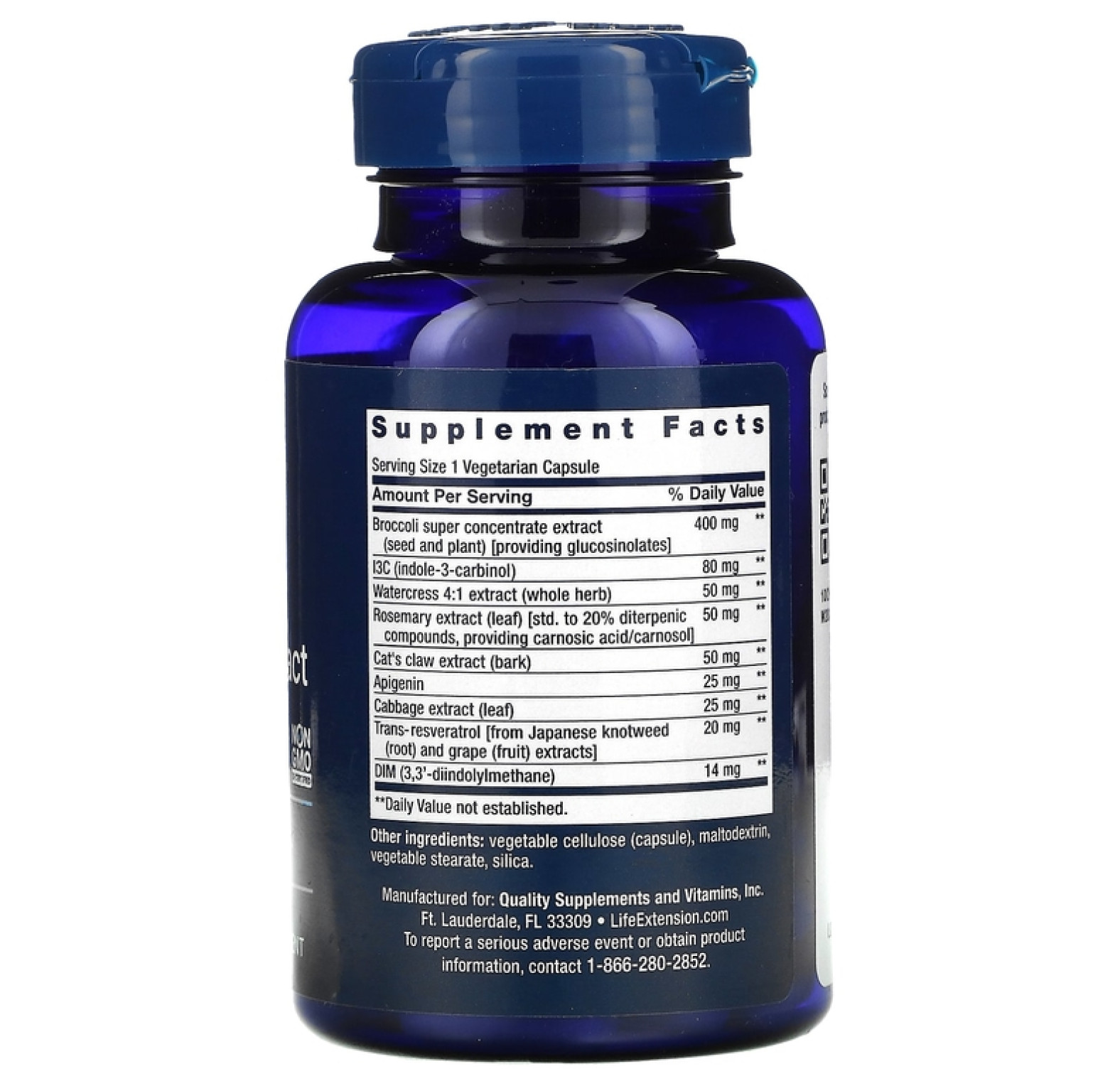 Life Extension, Растительный экстракт крестоцветных овощей тройного действия с ресвератролом, 60 вегетарианских капсул