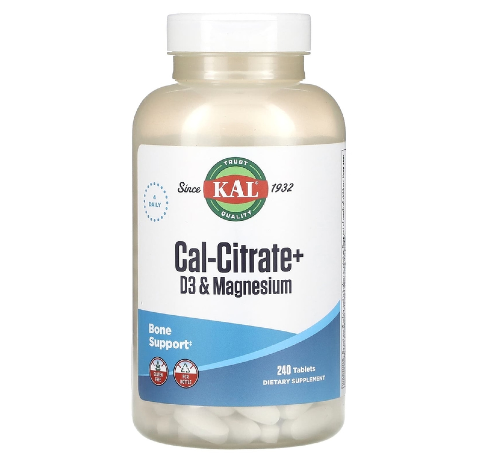 KAL, Кальций-цитрат +, D3 и магний, 240 таблеток