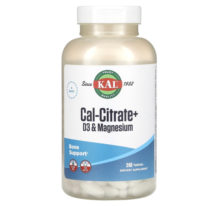 KAL, Кальций-цитрат +, D3 и магний, 240 таблеток