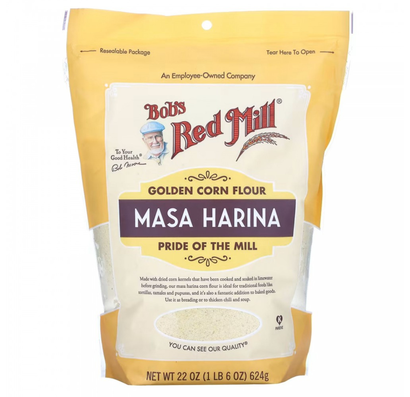 Bob's Red Mill, Золотистая кукурузная мука, маса харина, 624 г