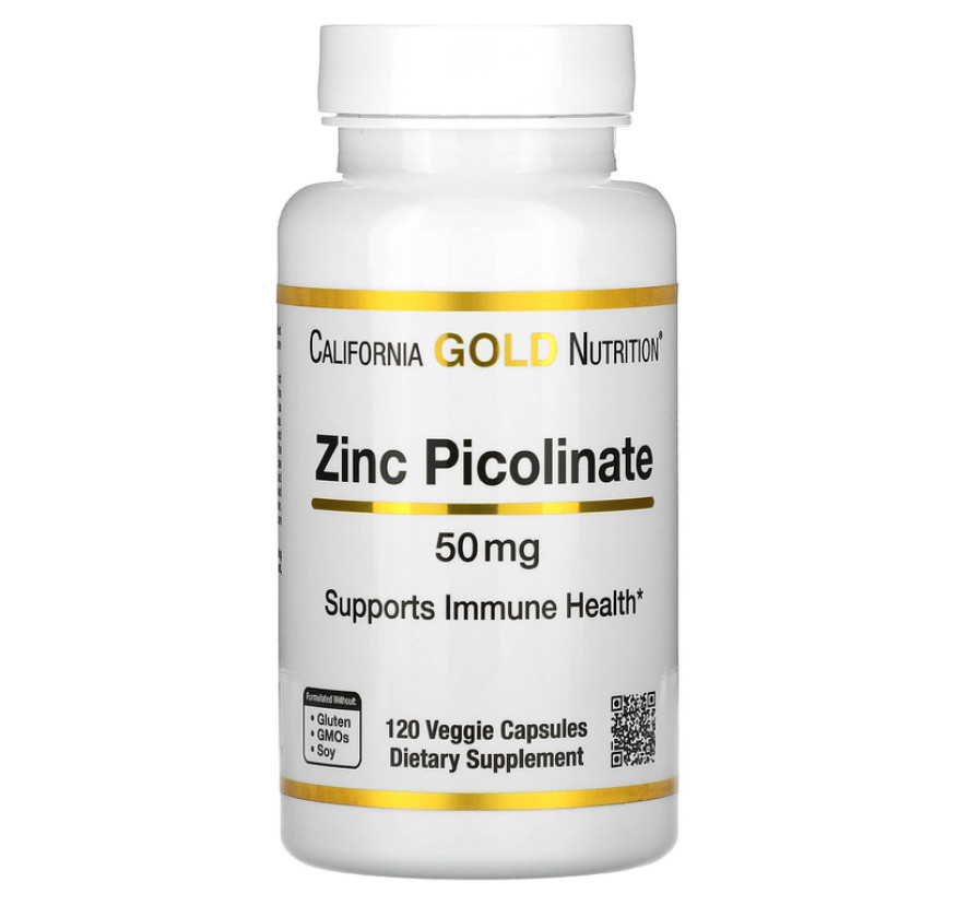 California Gold Nutrition, пиколинат цинка, 50 мг, 120 растительных капсул