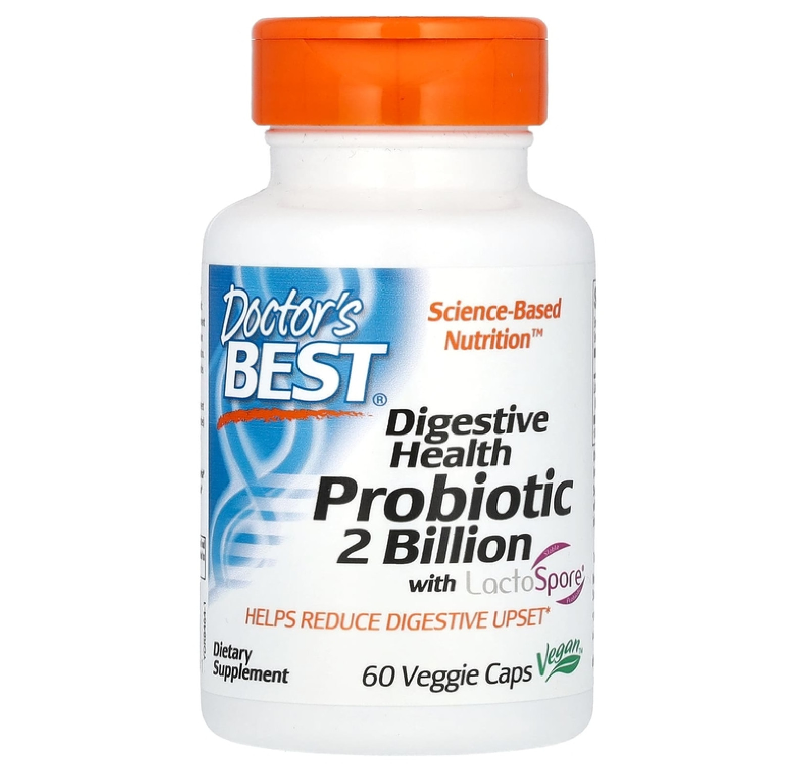 Doctor's Best, добавка для здоровья пищеварительной системы, пробиотик с LactoSpore, 2 млрд КОЕ, 60 вегетарианских капсул