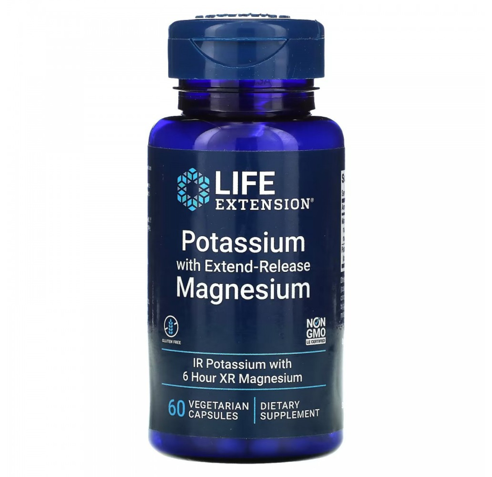 Life Extension, калий с магнием пролонгированного действия, 60 вегетарианских капсул