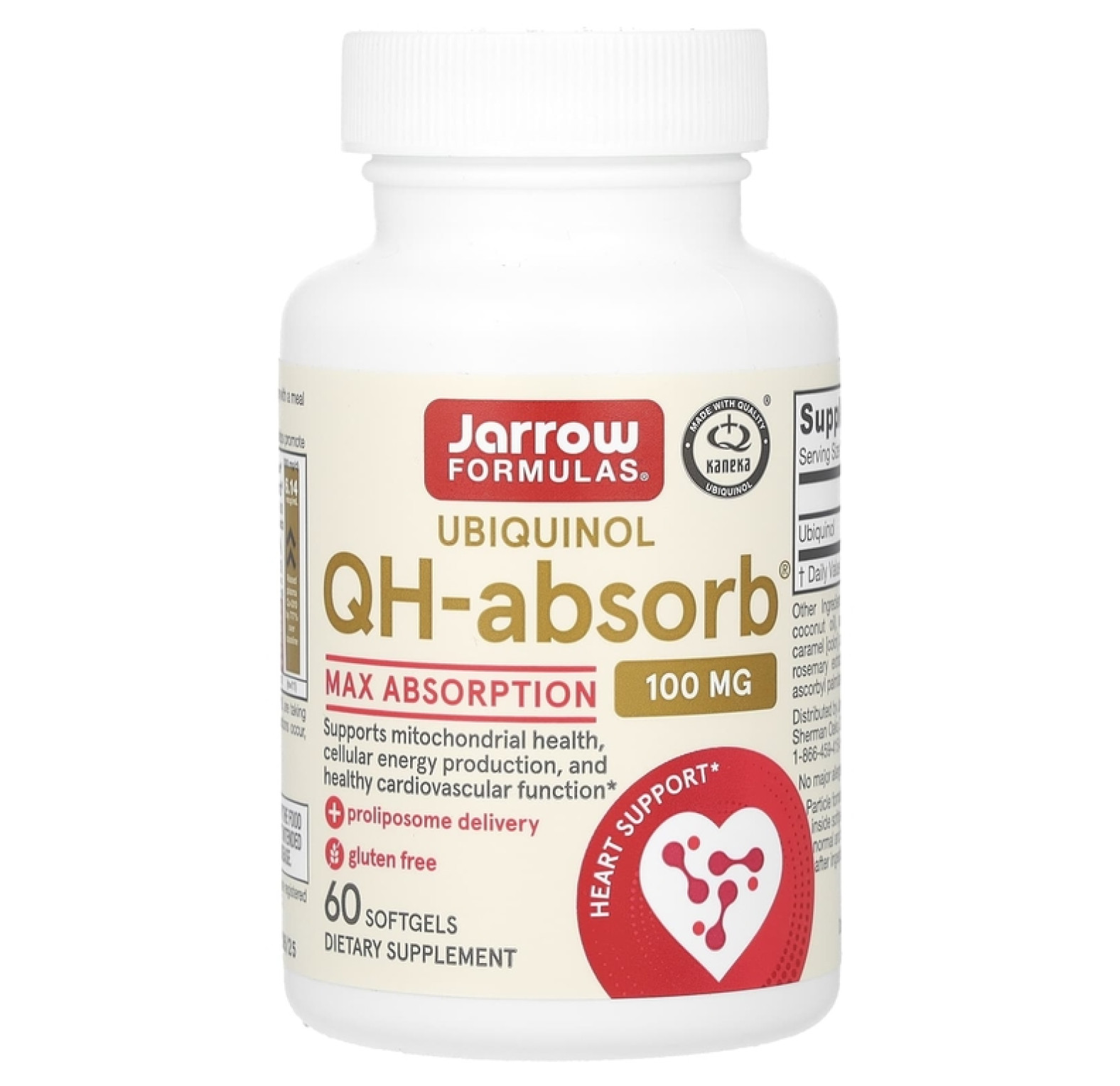 Jarrow Formulas, QH-Absorb, убихинол, максимальное усвоение, 100 мг, 60 капсул