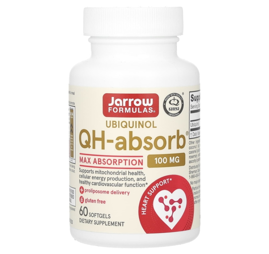 Jarrow Formulas, QH-Absorb, убихинол, максимальное усвоение, 100 мг, 60 капсул