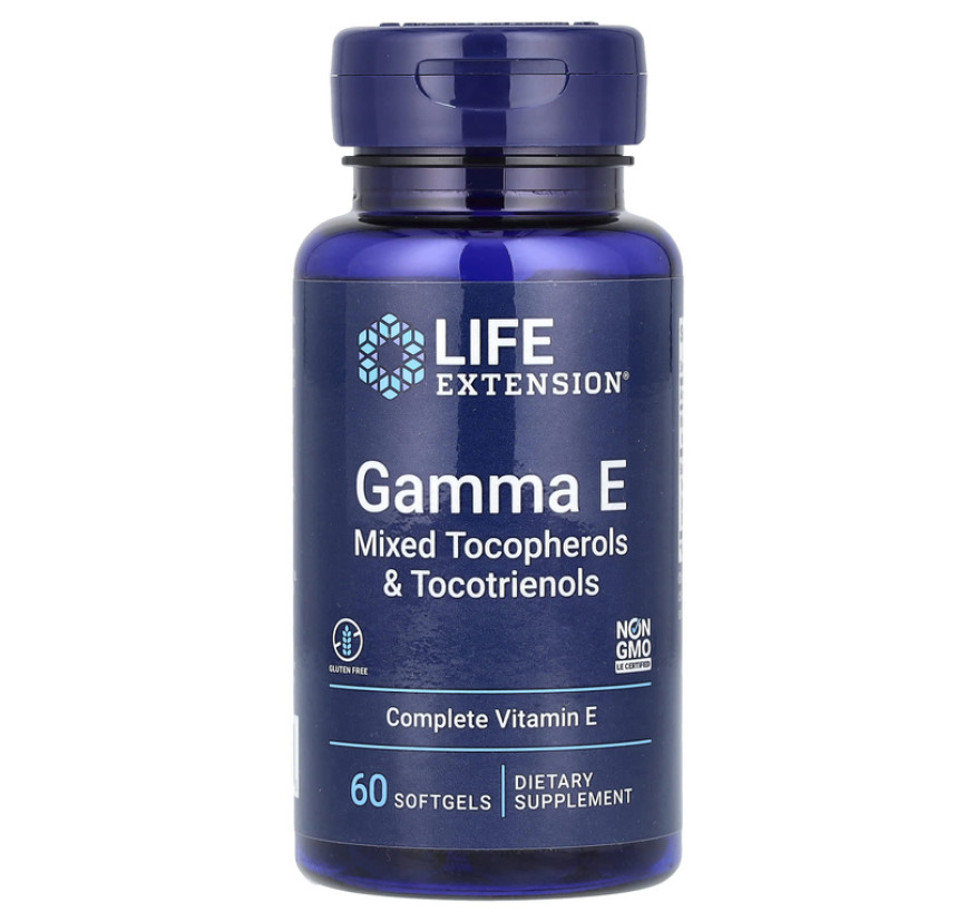 Life Extension, Gamma E, смесь токоферолов и токотриенолов, 60 мягких таблеток