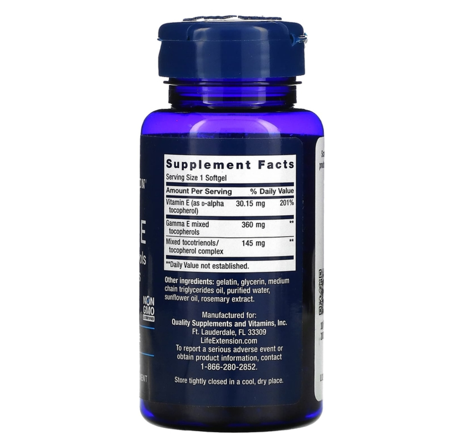 Life Extension, Gamma E, смесь токоферолов и токотриенолов, 60 мягких таблеток