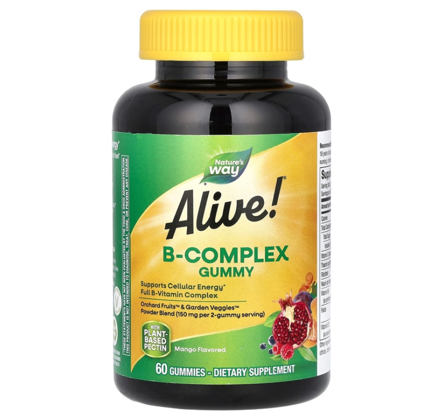 Nature's Way, Alive! комплекс витаминов группы B, со вкусом манго, 60 жевательных конфет