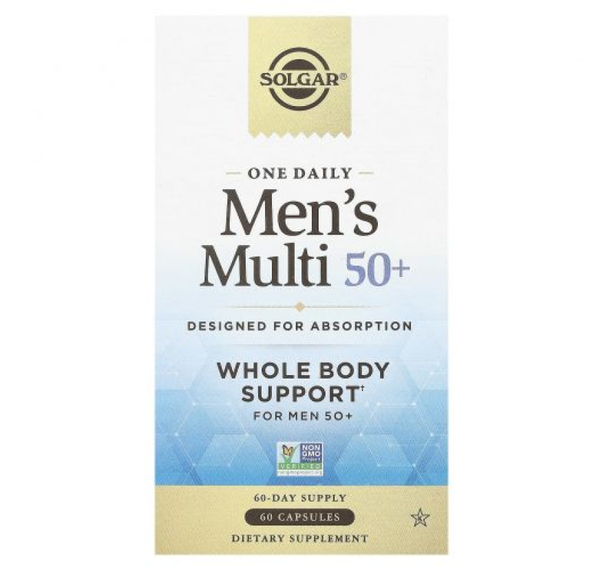 Solgar, One Daily Men's Multi, мультивитамины для мужчин старше 50 лет, 60 капсул