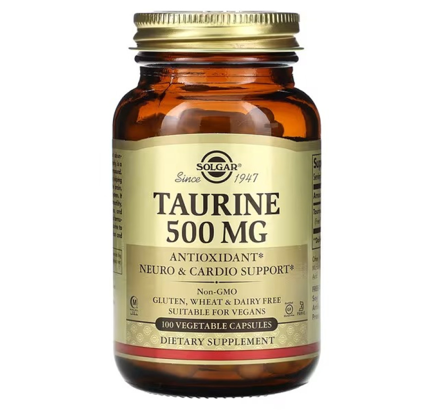 Solgar, Таурин, 500 мг, 100 растительных капсул