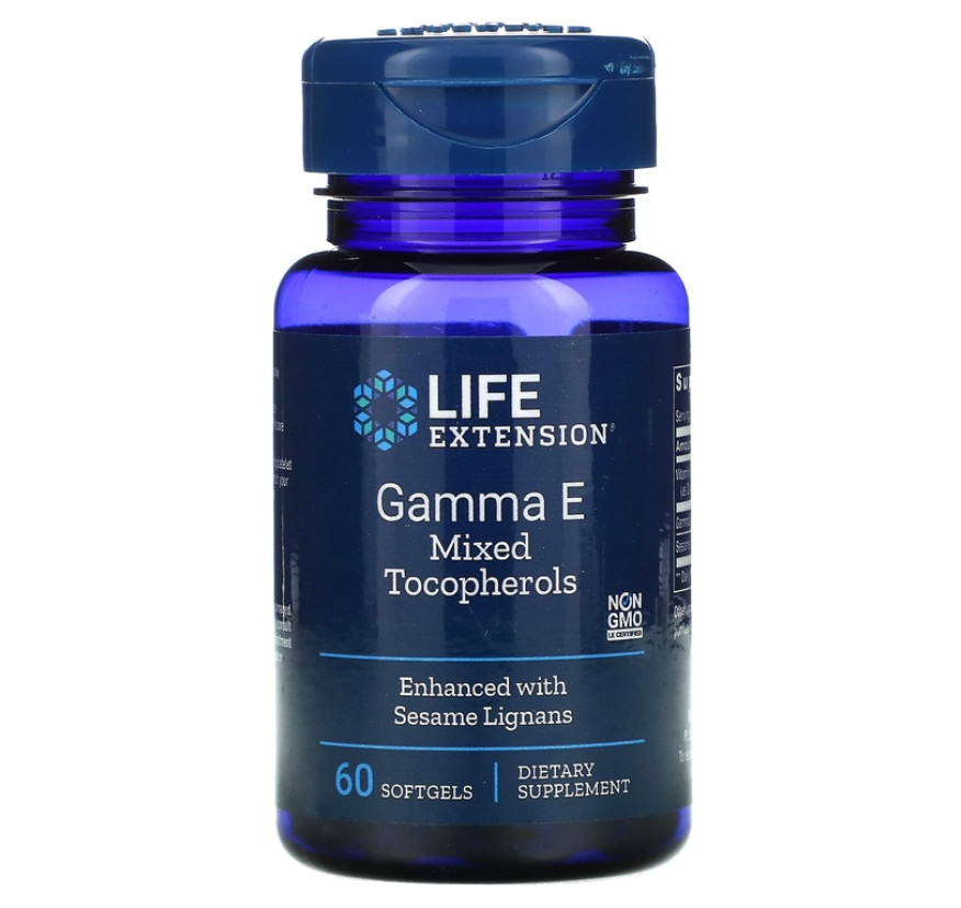 Life Extension, Гамма E смешанные токоферолы, 60 мягких желатиновых капсул