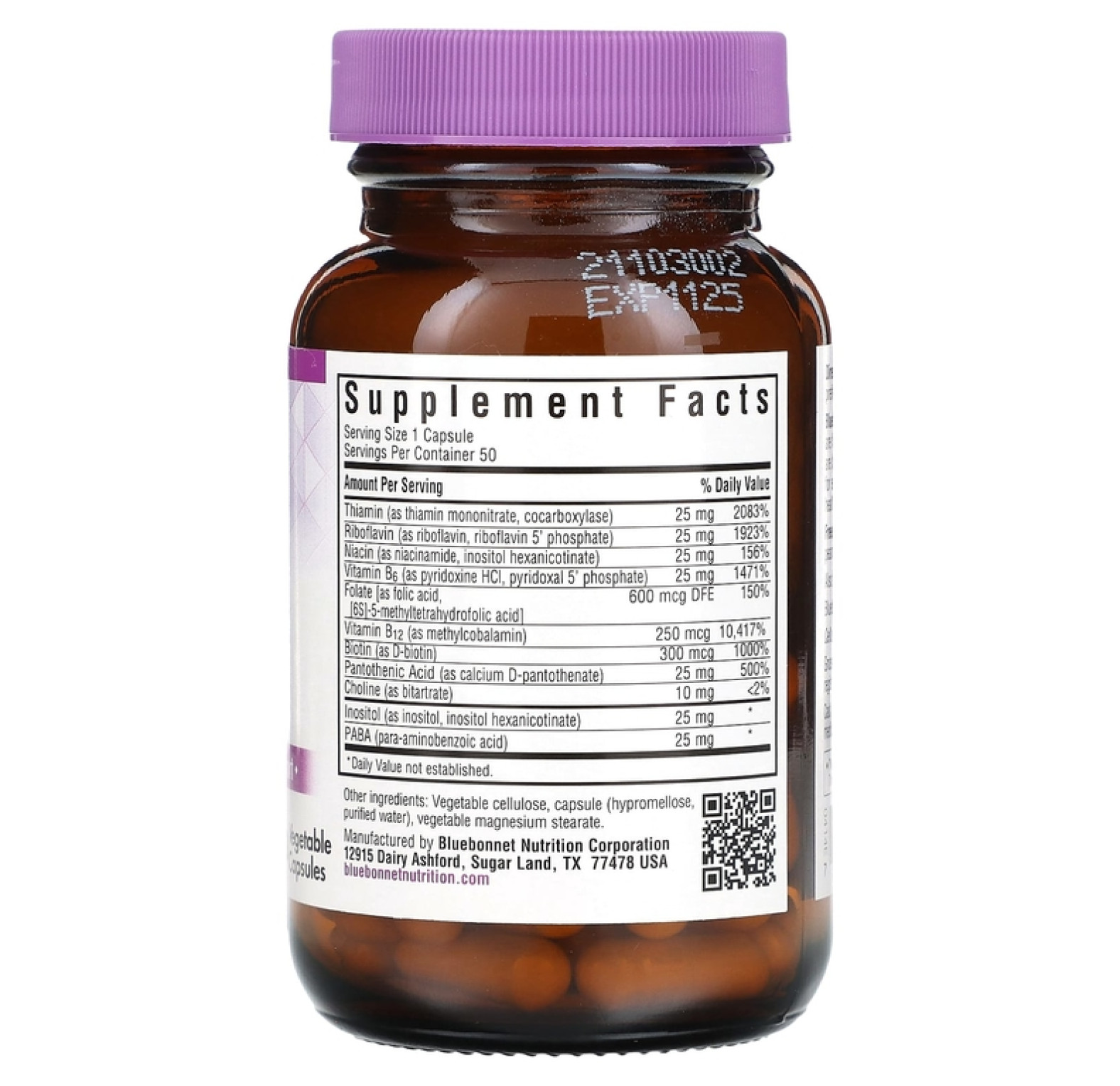 Bluebonnet Nutrition, Комплекс коэнзима B, 50 растительных капсул