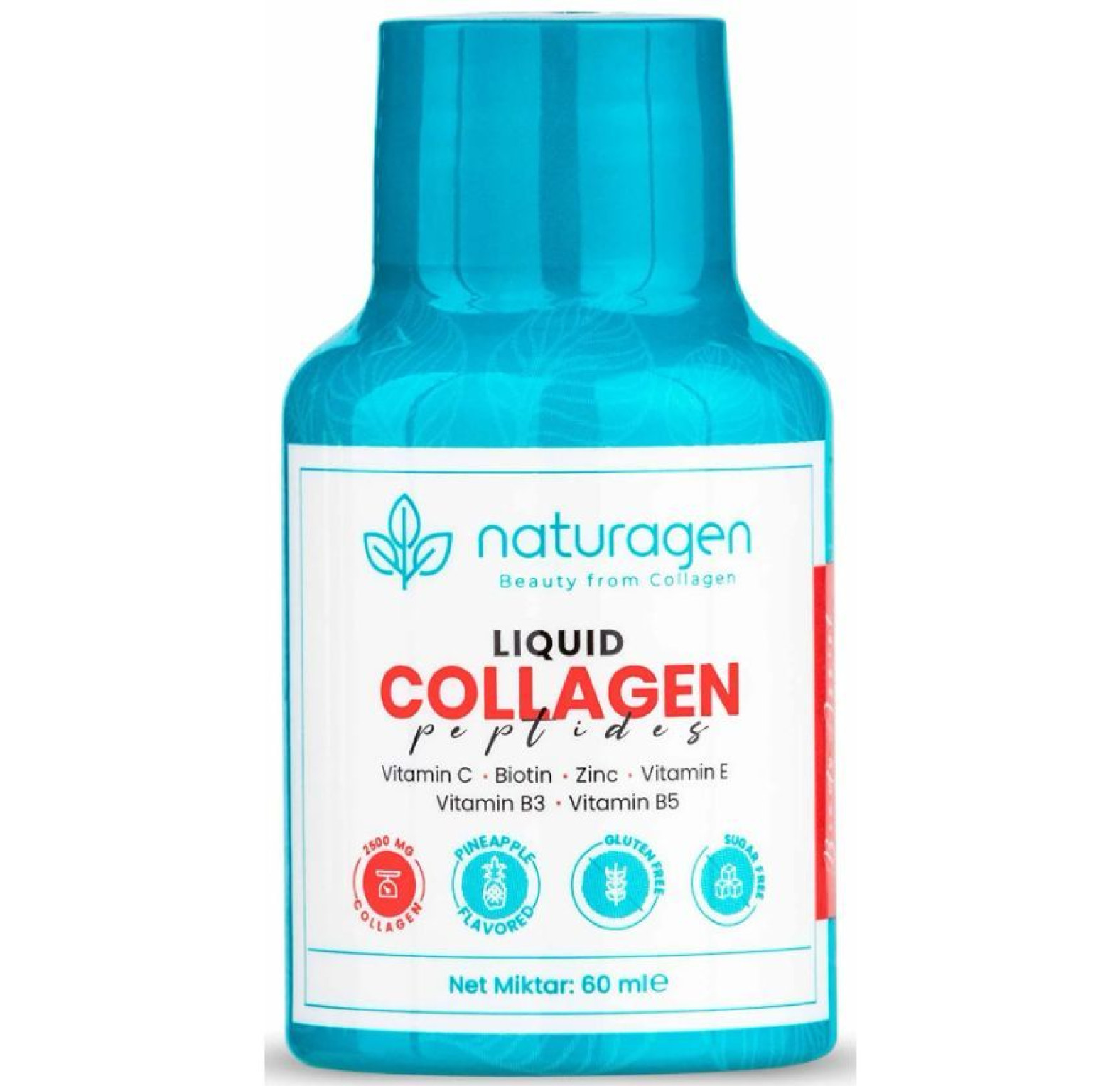 Naturagen, Колагеновые шоты, вкус ананаса, 12 шт по 60 мл