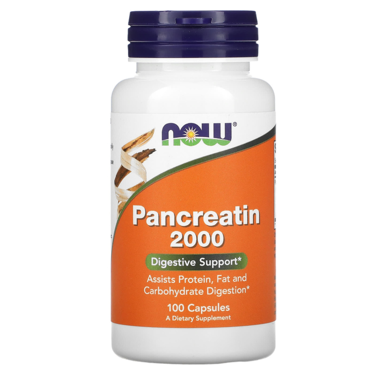 NOW Foods, панкреатин, 200 мг, 100 капсул