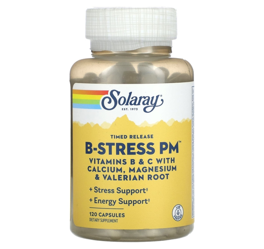 Solaray, Витамин B-Stress PM с замедленным высвобождением, 120 капсул