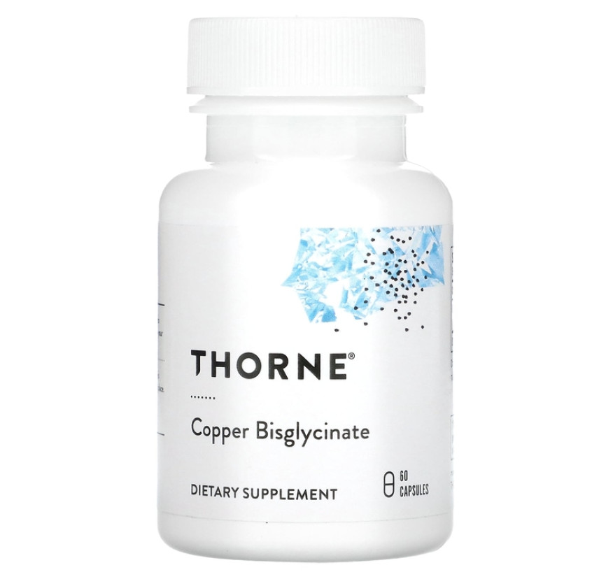 Thorne, Биглицинат меди, 60 капсул
