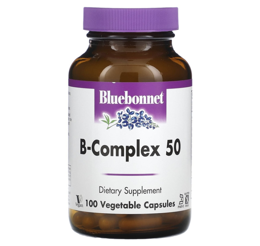 Bluebonnet Nutrition, B-Complex 50, витамины группы B, 100 вегетарианских капсул