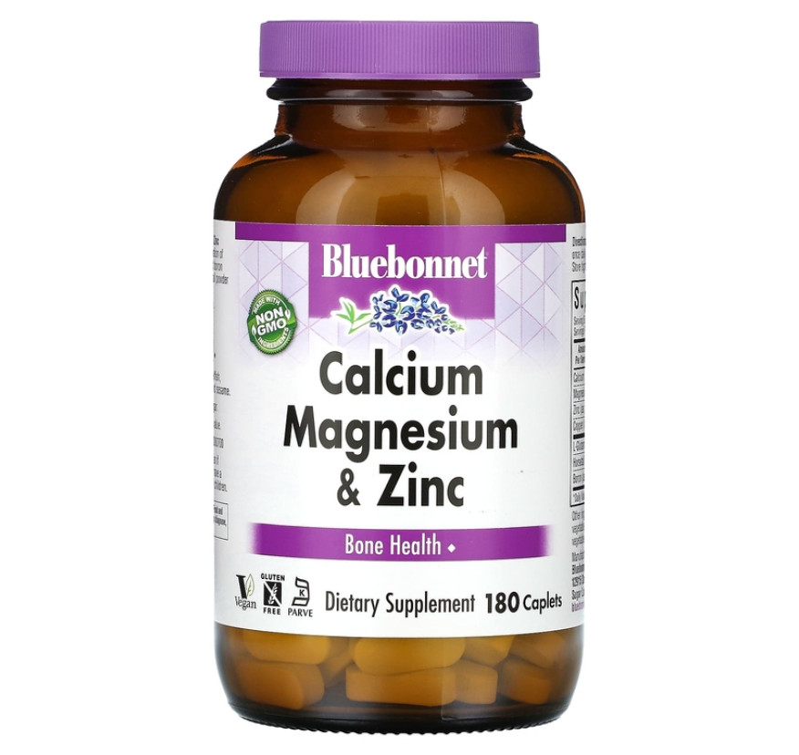 Bluebonnet Nutrition, кальций, магний и цинк, 180 капсул