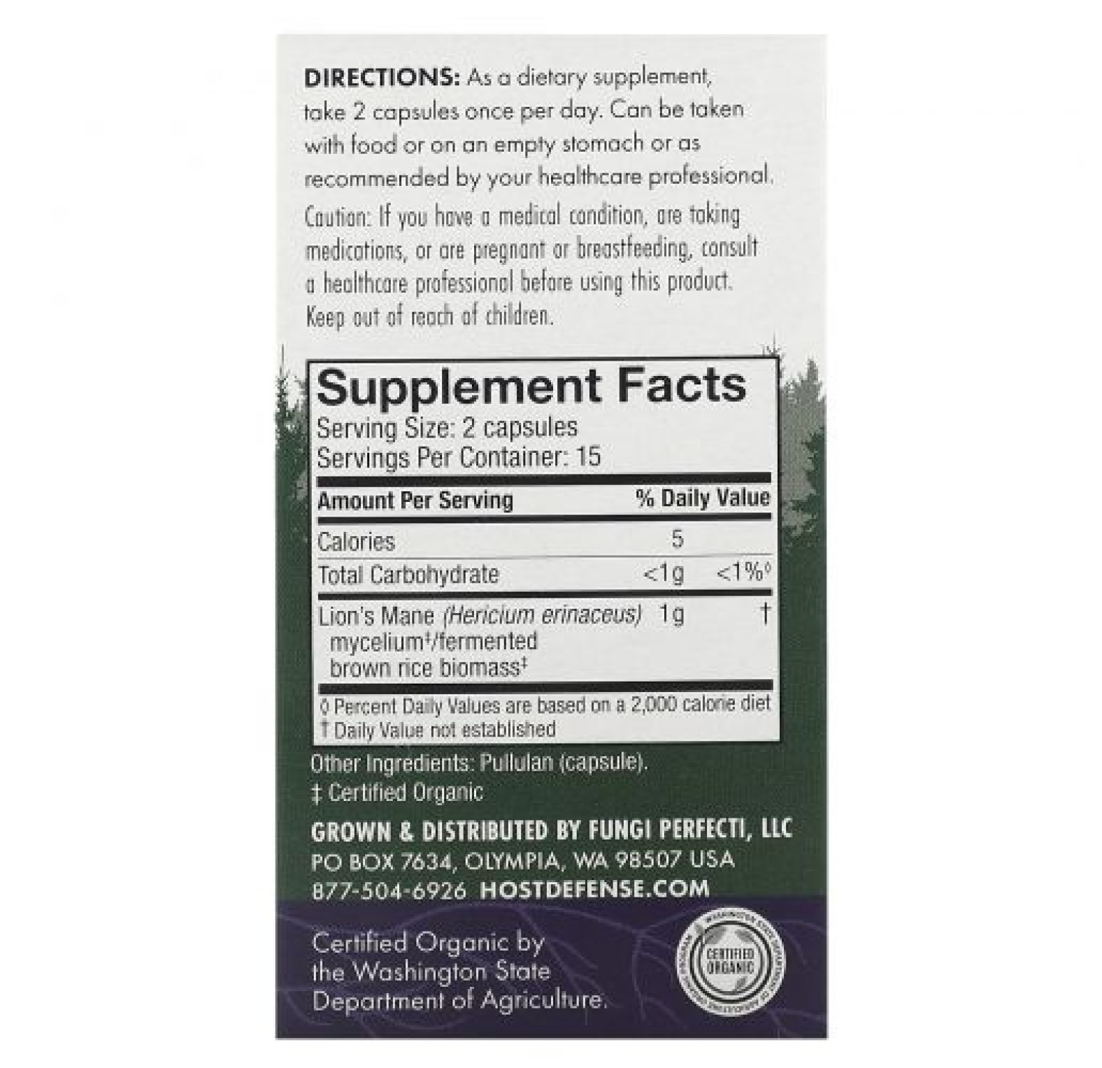 Fungi Perfecti, Host Defense Mushrooms, ежовик гребенчатый, поддержка памяти и нервной системы, 30 капсул