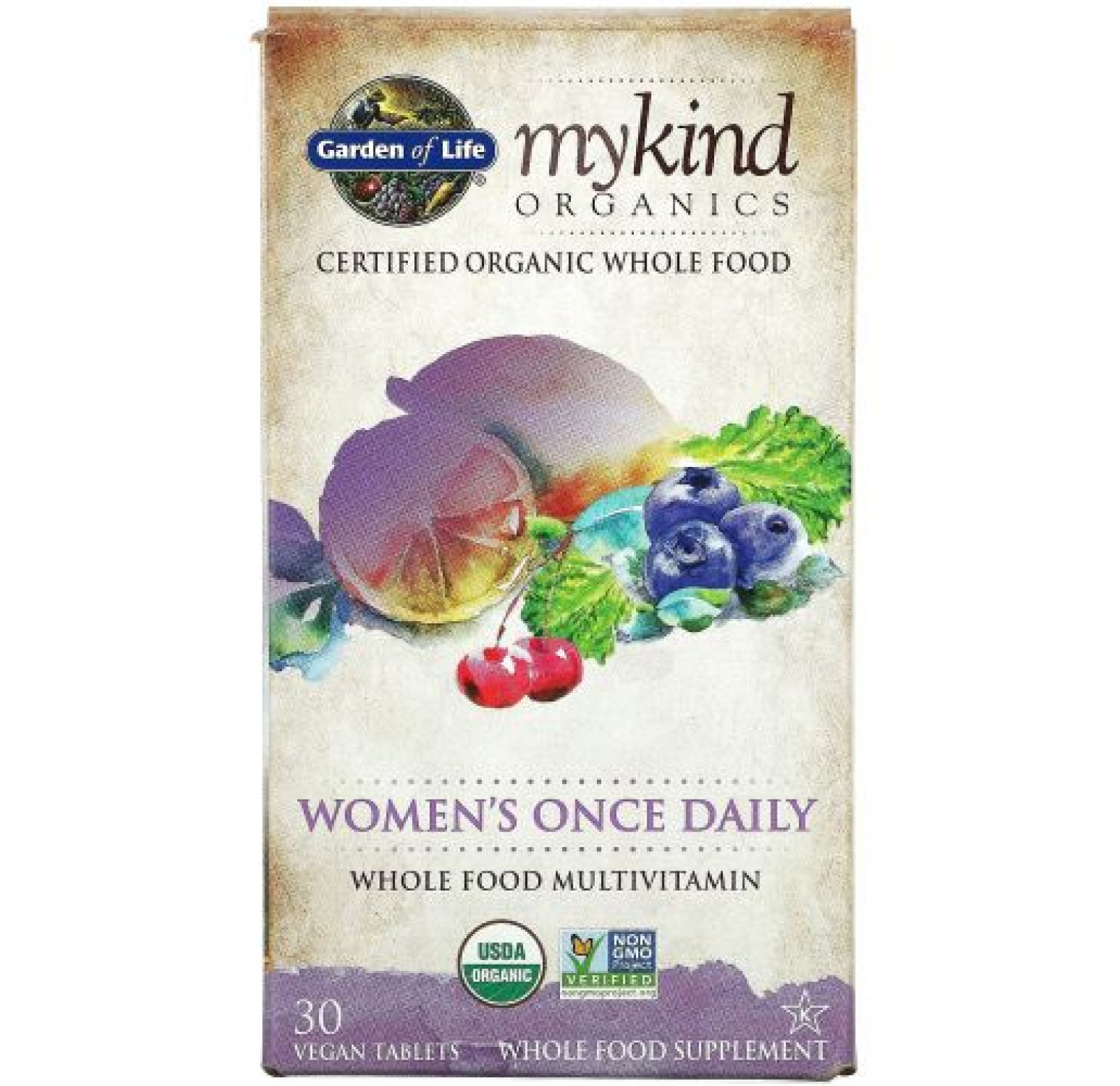 Garden of Life, MyKind Organics, мультивитамины для женщин для приема один раз в день, 30 веганских таблеток