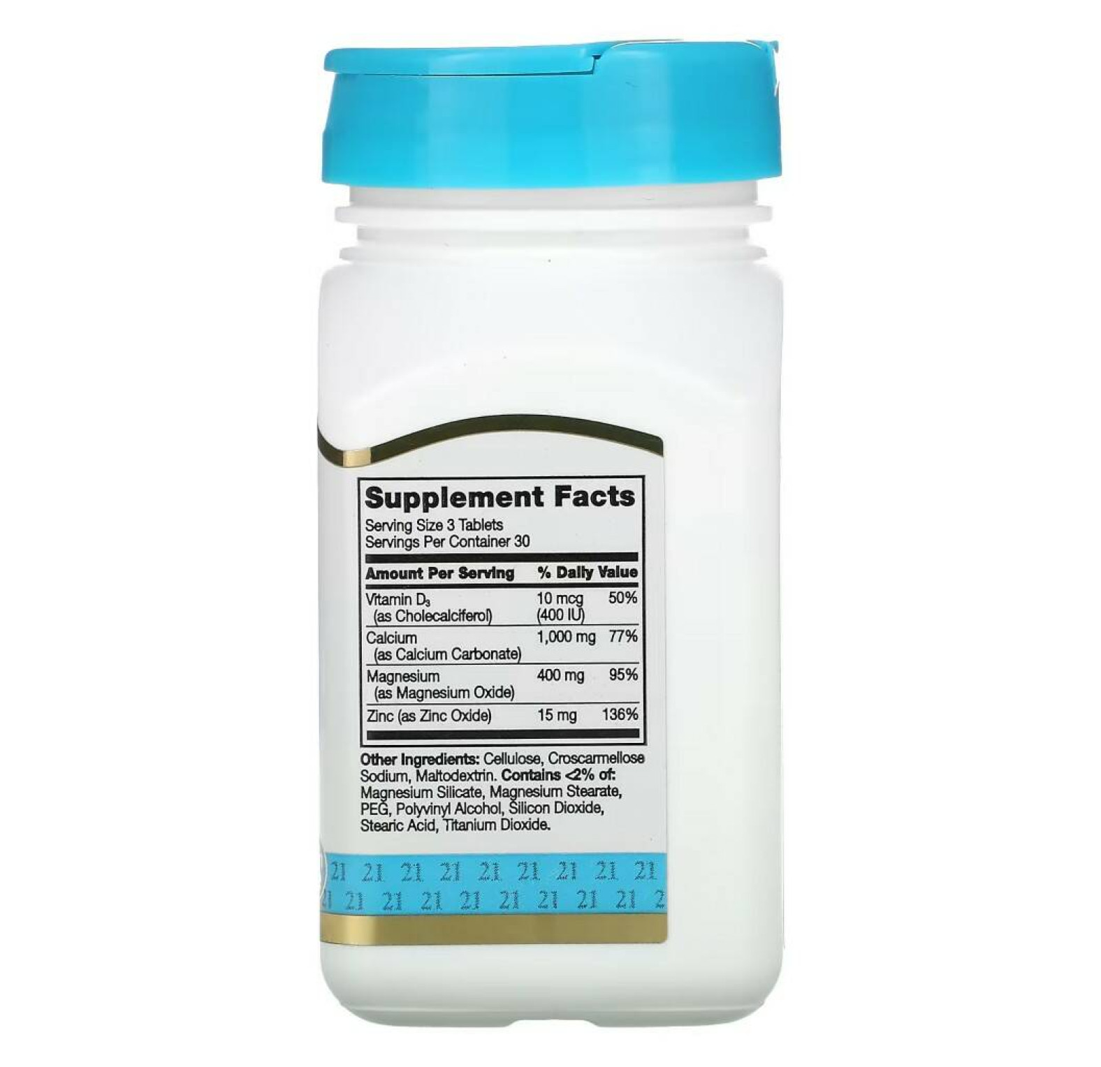 21st Century, кальций, магний, цинк и витамин D3, 90 таблеток