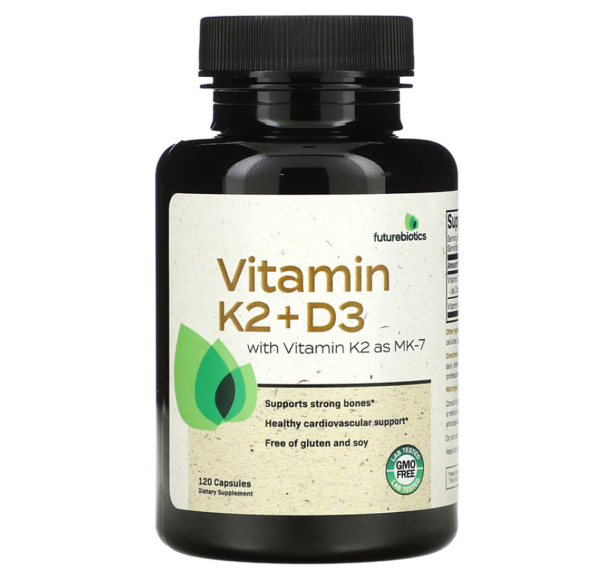 Futurebiotics, витамины K2 + D3 с витамином K2 в виде MK-7, 120 капсул