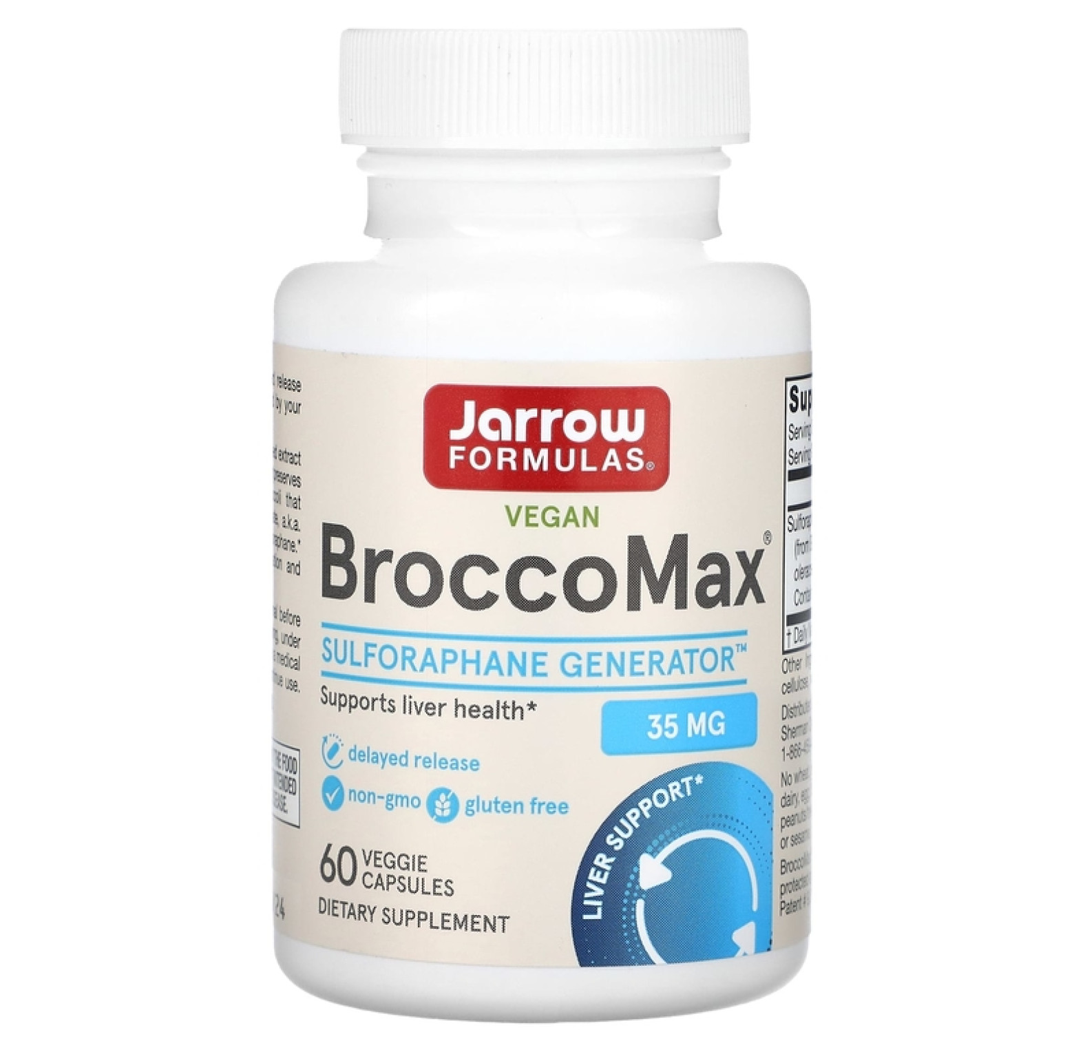 Jarrow Formulas, Vegan BroccoMax, 35 мг, 60 растительных капсул (17,50 мг в 1 капсуле)