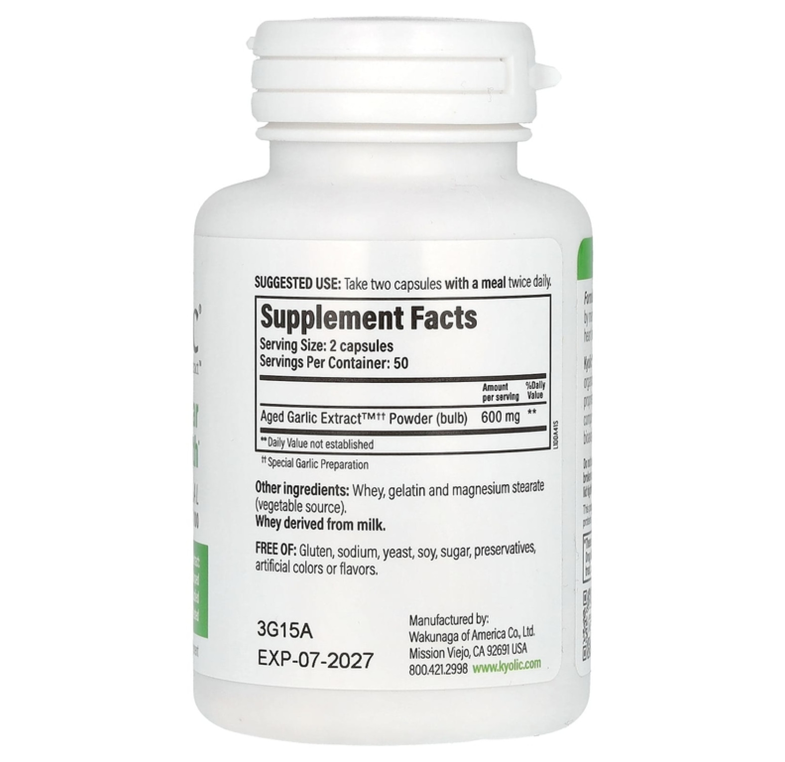 Kyolic, Aged Garlic Extract, выдержанный чесночный экстракт, для сердечно-сосудистой системы, оригинальный состав, 100 капсул