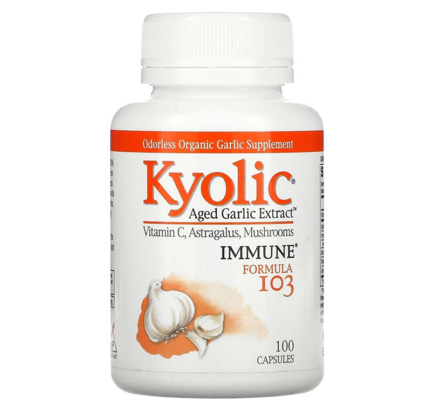 Kyolic, Экстракт выдержанного чеснока, формула 103 для поддержки иммунитета, 100 капсул