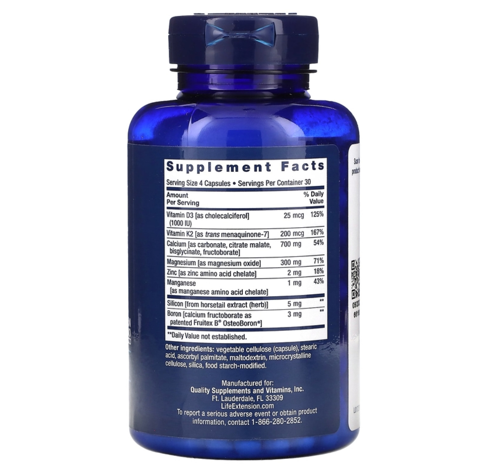 Life Extension, восстановление костей с витамином К2, 120 капсул