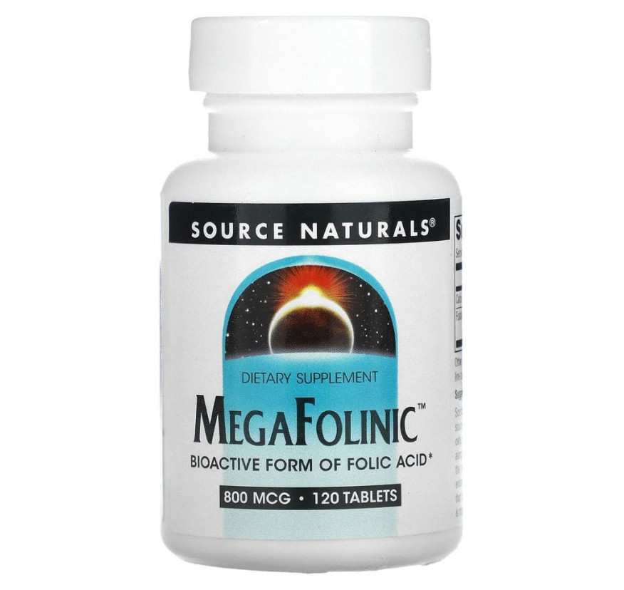 Source Naturals, MegaFolinic, 800 мкг, 120 таблеток