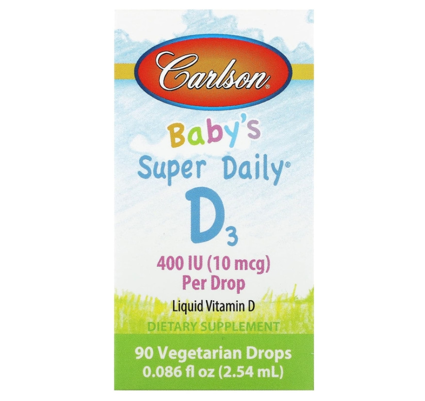 Carlson, Super Daily, витамин D3 для детей, 10 мкг (400 МЕ), 2,54 мл