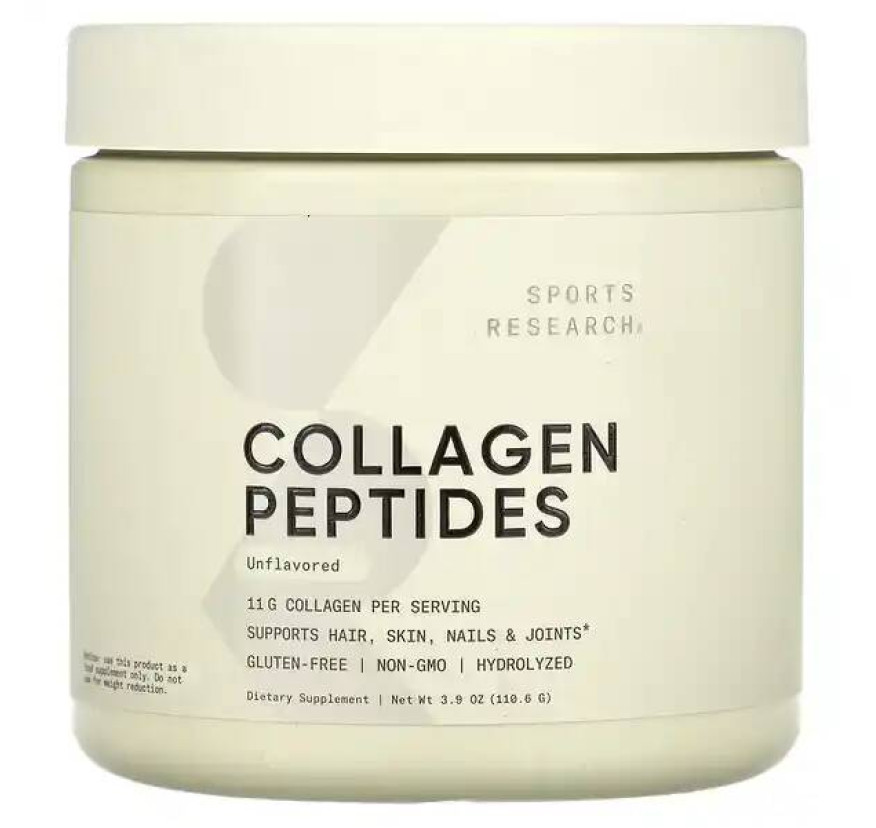 Sports Research, Пептиды коллагена, без добавок, 110,6 г (3,9 унции)