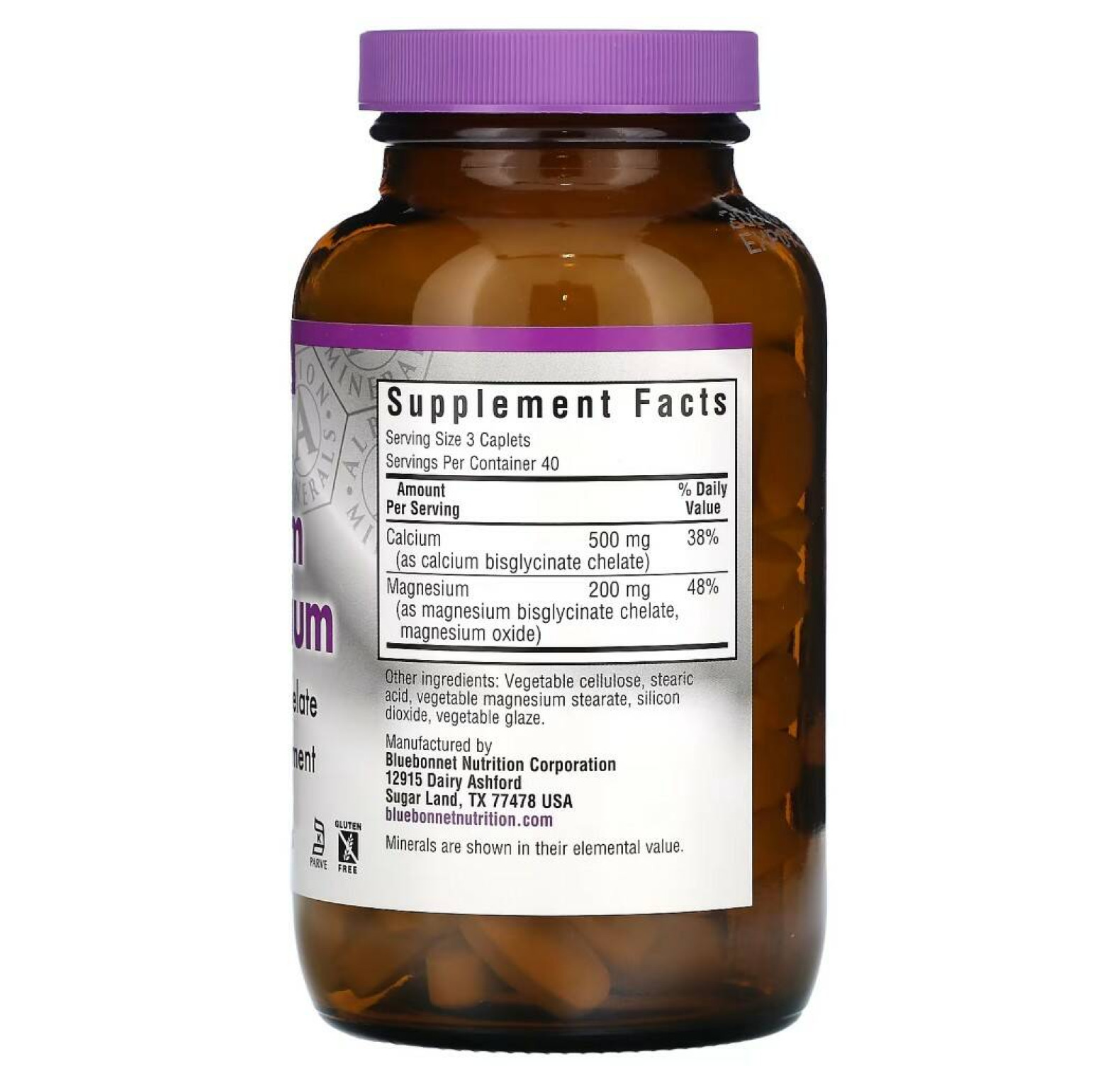 Bluebonnet Nutrition, хелаты магния и кальция, 120 таблеток