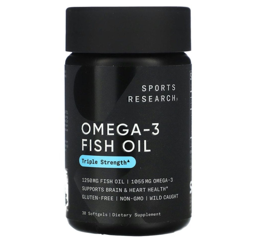 Sports Research, Рыбий жир с омега-3, тройной силы, 30 мягких таблеток