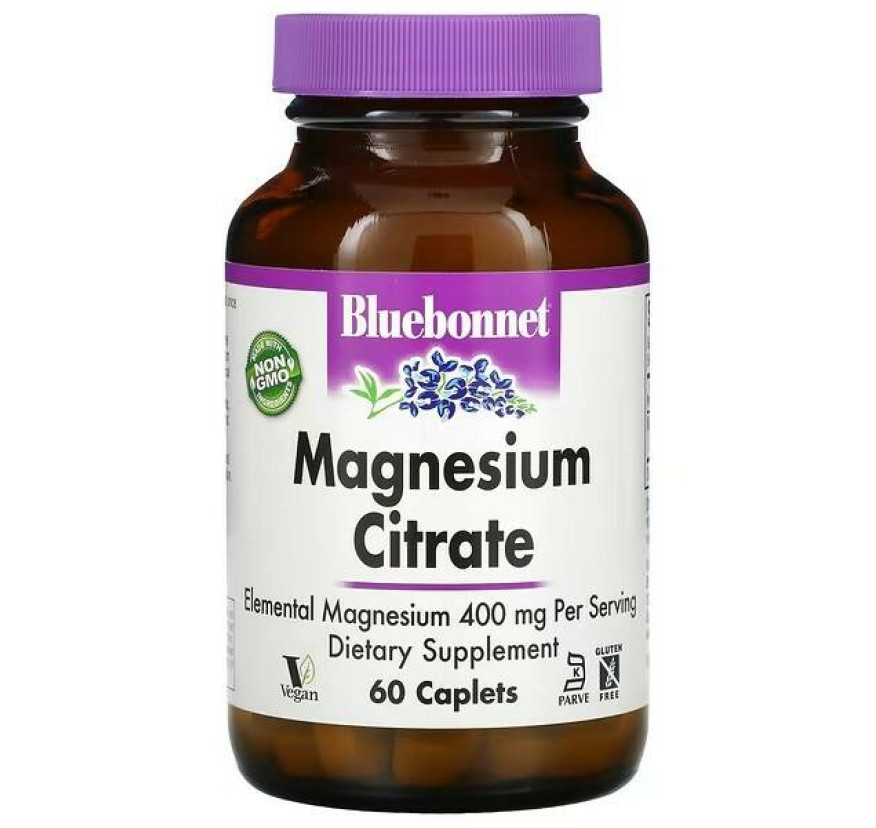 Bluebonnet Nutrition, цитрат магния, 400 мг, 60 капсул