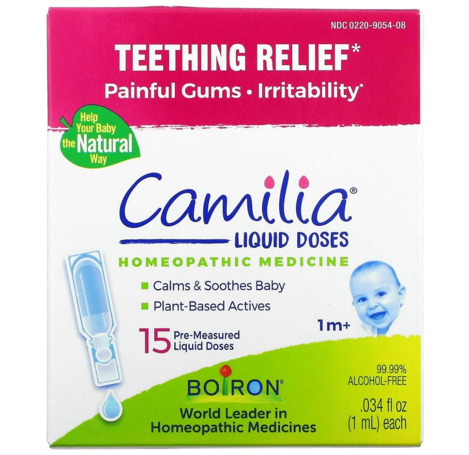 Boiron, Camilia, успокаивающее средство при прорезывании зубов, для младенцев от 1 месяца и старше, 15 жидких доз