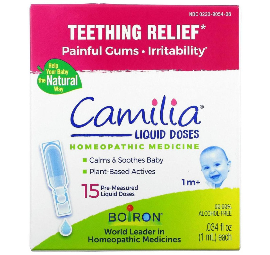Boiron, Camilia, успокаивающее средство при прорезывании зубов, для младенцев от 1 месяца и старше, 15 жидких доз