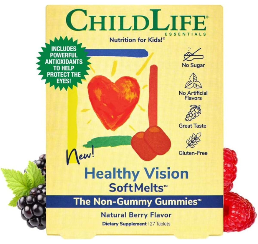 ChildLife Essentials, Healthy Vision SoftMelts, натуральный ягодный вкус, 27 таблеток