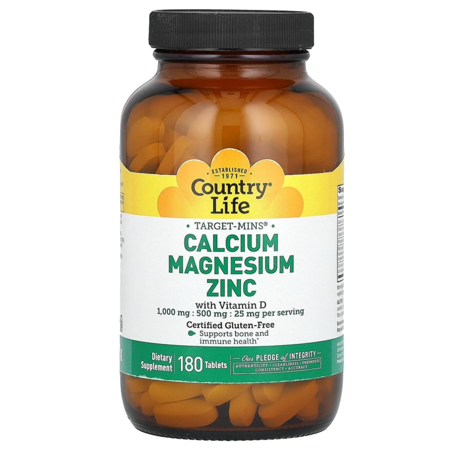 Country Life, Target-Mins, кальций, магний и цинк с витамином D, 180 таблеток