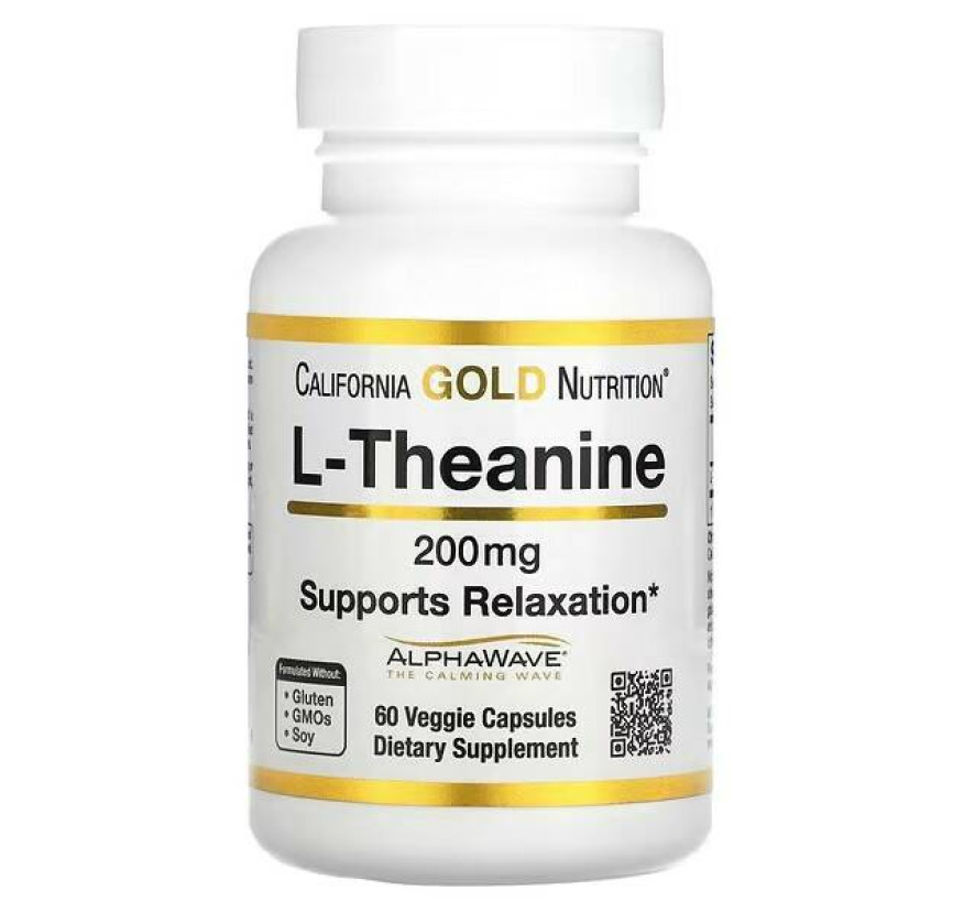 California Gold Nutrition, AlphaWave, L-теанин, 200 мг, 60 растительных капсул