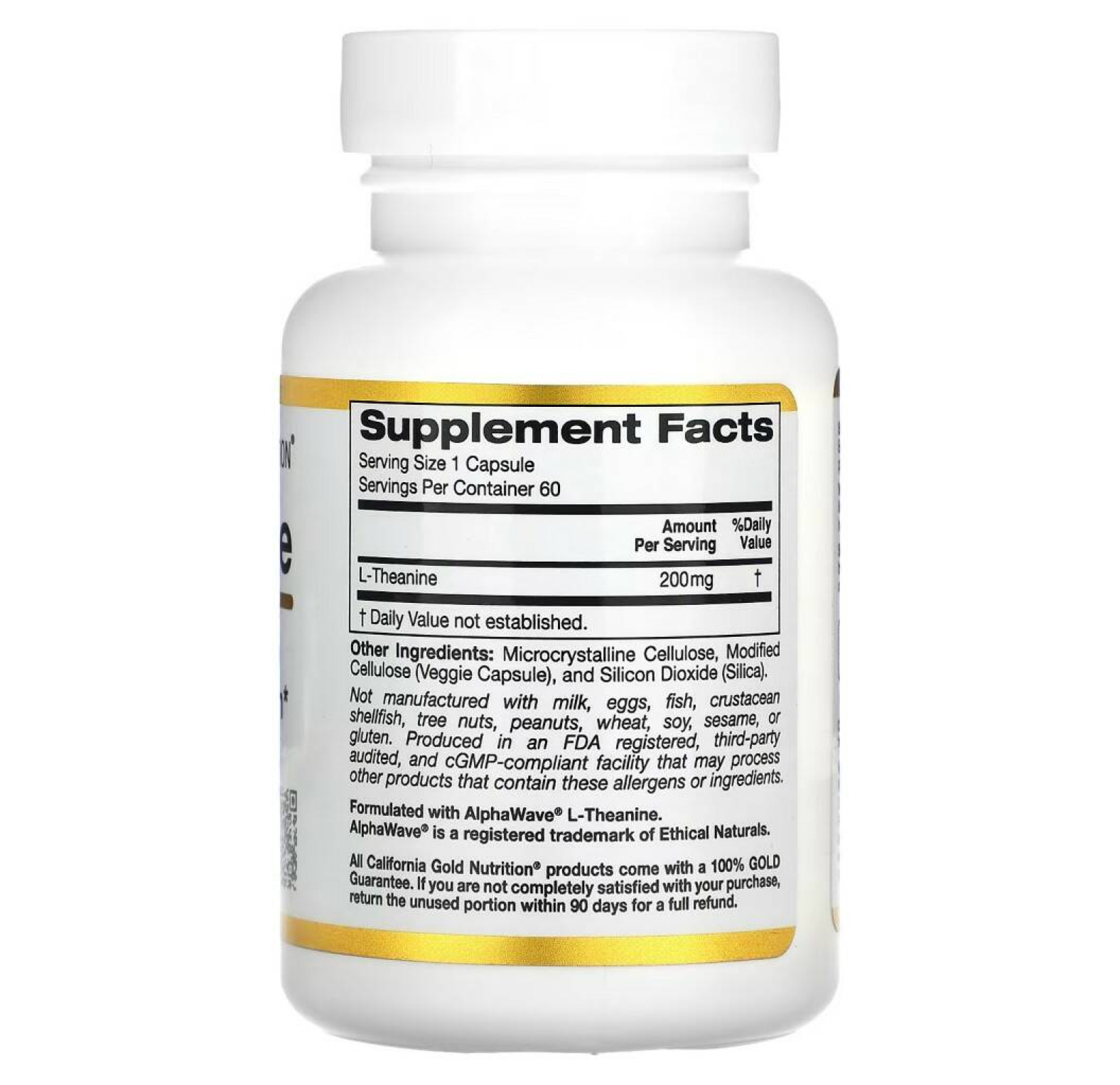 California Gold Nutrition, AlphaWave, L-теанин, 200 мг, 60 растительных капсул