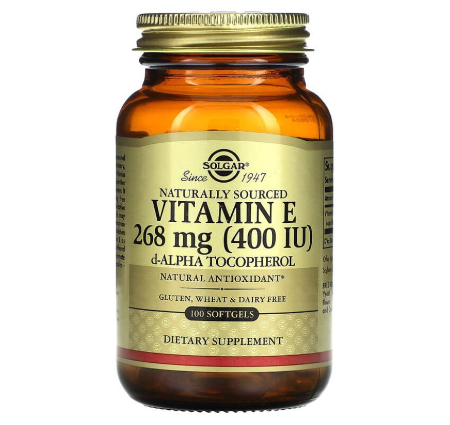Solgar, Натуральный витамин E, 268 мг, (400 IU),100 капсул