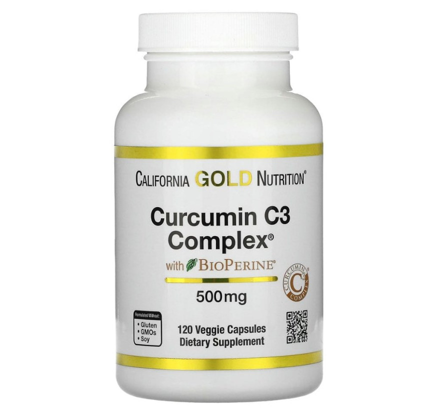 California Gold Nutrition, Curcumin C3 Complex с экстрактом BioPerine, 500 мг, 120 растительных капсул